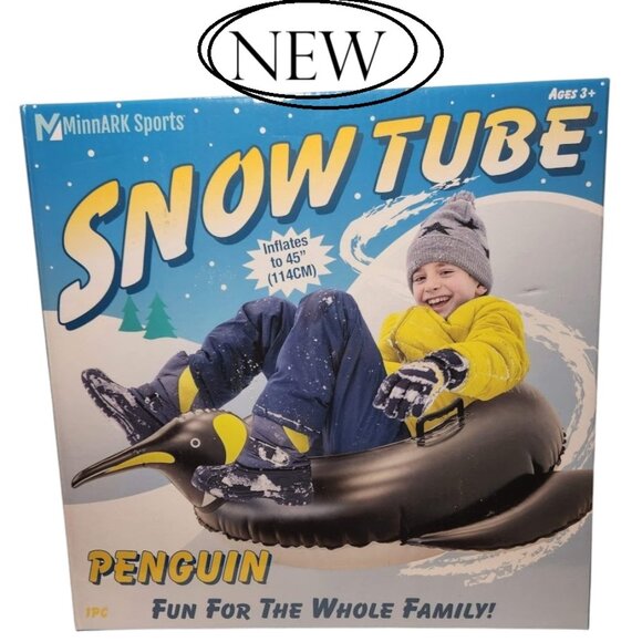NEW 45" Snow Tube Inflatable Pool Penguin Sled Outdoor sports 2 sturdy handles H - Picture 1 of 9